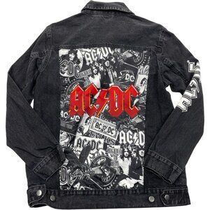 AC/DC Black Denim Jean Jacket Band Rock Men's Size Small